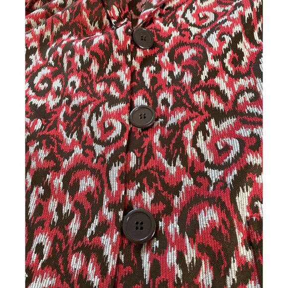 Maggie Barnes Womens Red & Brown Abstract Print Long Line  Jacket Size 3X - Picture 11 of 12